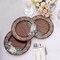 25 Brown 13 in Round Wooden Paper CHARGER PLATES Floral Lace Trim